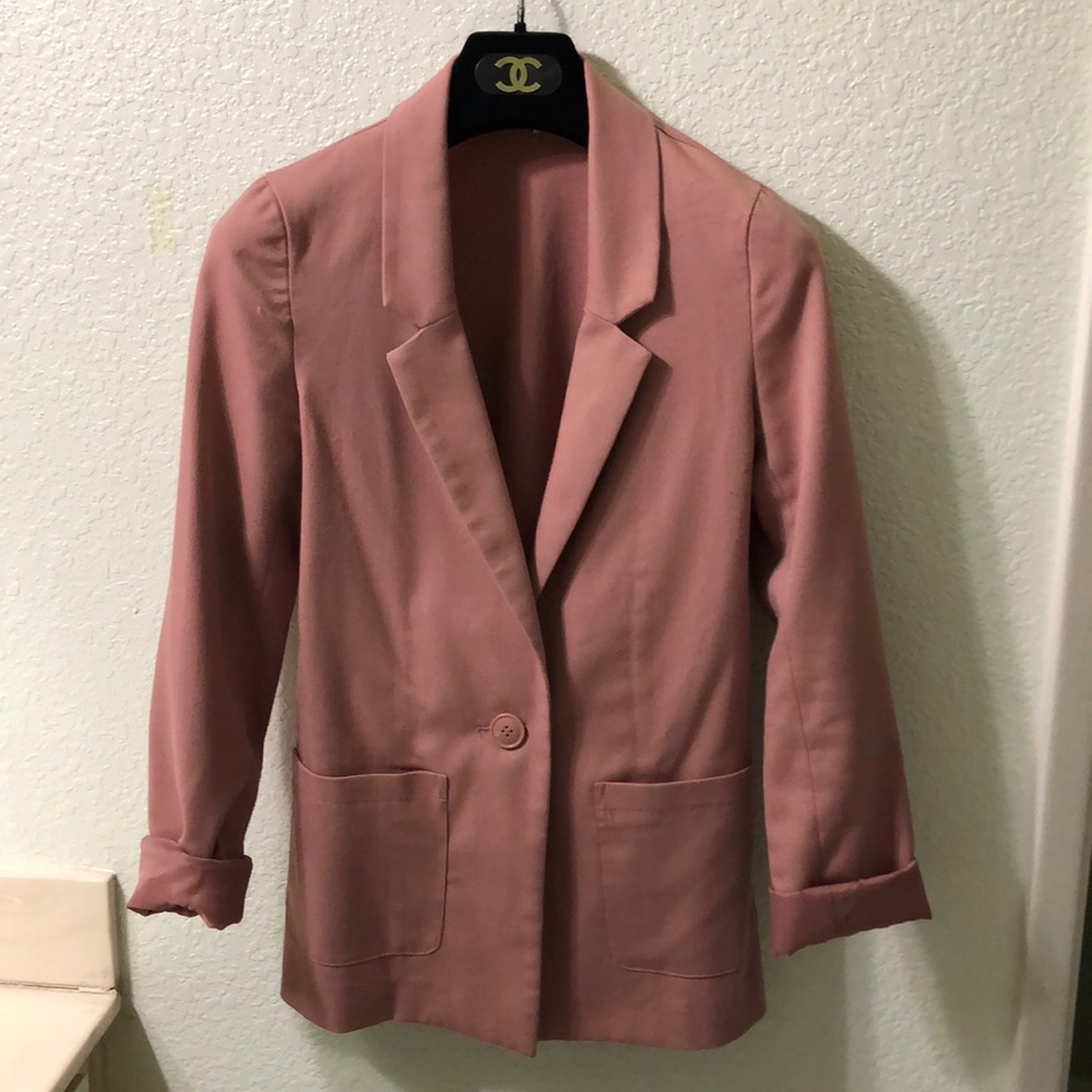 H&M dusty pink boyfriend blazer